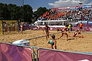 Deutsch: Beachhandball bei den Olympischen Jugendspielen 2018 in Buenos Aires; Tag 7, 13. Oktober 2018; Mädchen, Spiel um Platz Drei – Ungarn-Niederlande 2:0 English: Beach handball at the 2018 Summer Youth Olympics in Buenos Aires at 13 October 2018 – Girls Bronze Medal Match – Hungary-Netherlands 2:0 Español: Handball de playa en los Juegos Olimpicos de la Juventud Buenos Aires 2018 en 13 de octubre de 2018 – Partido por la medalla de bronce femenino - Hungría-Países Bajos 2:0