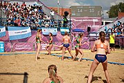 Deutsch: Beachhandball bei den Olympischen Jugendspielen 2018 in Buenos Aires; Tag 7, 13. Oktober 2018; Mädchen, Spiel um Platz Drei – Ungarn-Niederlande 2:0 English: Beach handball at the 2018 Summer Youth Olympics in Buenos Aires at 13 October 2018 – Girls Bronze Medal Match – Hungary-Netherlands 2:0 Español: Handball de playa en los Juegos Olimpicos de la Juventud Buenos Aires 2018 en 13 de octubre de 2018 – Partido por la medalla de bronce femenino - Hungría-Países Bajos 2:0