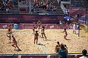 Deutsch: Beachhandball bei den Olympischen Jugendspielen 2018; Tag 4, 10. Oktober 2018; Mädchen, Vorrunde, Gruppe A - Ungarn-Chinese Taipei (Taiwan) 2:0 English: Beach handball at the 2018 Summer Youth Olympics at 10 October 2018 – Girls Preliminary Round Group A‎ – Hungary-Chinese Taipei 2:0