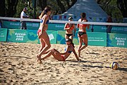 Deutsch: Beachvolleyball bei den Olympischen Jugendspielen 2018; Tag 8, 14. Oktober 2018; Mädchen, Achtelfinale – Bolivien-Puerto Rico 0:2 (18–21/18–21 ) English: Beach volleyball at the 2018 Summer Youth Olympics at 14 October 2018 – Girls Round of 16 – Bolivia-Puerto Rico 0:2 (18–21/18–21 )