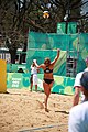 Deutsch: Beachvolleyball bei den Olympischen Jugendspielen 2018; Tag 8, 14. Oktober 2018; Mädchen, Achtelfinale – USA-Peru 2:0 (21–19/21–12) English: Beach volleyball at the 2018 Summer Youth Olympics at 14 October 2018 – Girls Round of 16 – USA-Peru 2:0 (21–19/21–12)