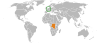 Location map for Belgium and the Democratic Republic of the Congo.