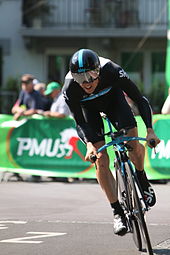 Ben Swift, pictured at the Tour de Romandie in April, won the most stages for the team in 2011, winning five in total, including three during World Tour races. Ben Swift IMG 1313.jpg