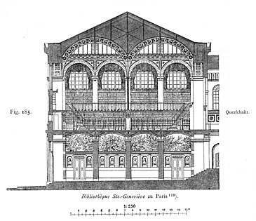 Sección transversal del vestíbulo y la sala de lectura (incompleta)