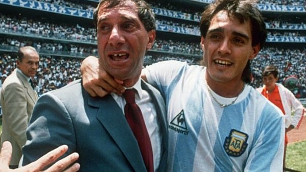 Bilardo with Pedro Pasculli in México 1986