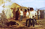 Öl auf Leinwand, Alessandro Lanfredini, um 1860. Die Füsilierung des Ugo Bassi, 18. August 1849.