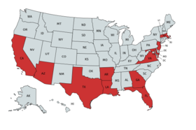 States where the Red Sox have held spring training Boston Red Sox spring training venues.png