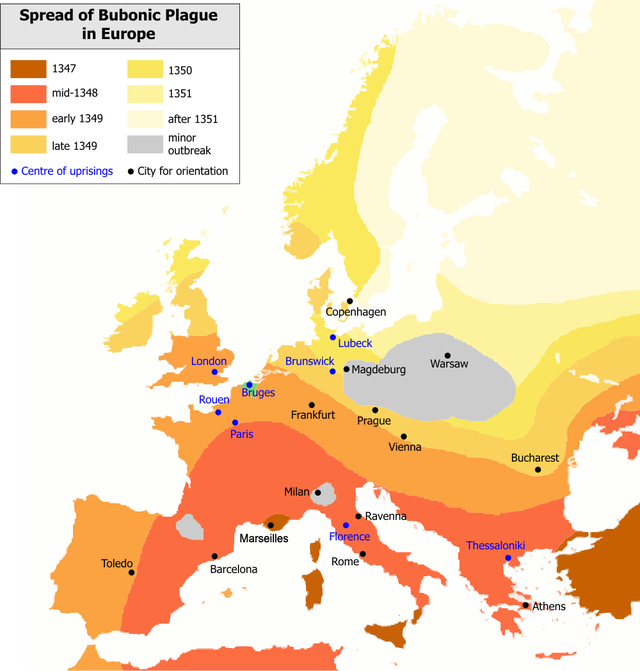 Spread of the Black Plague in Europe