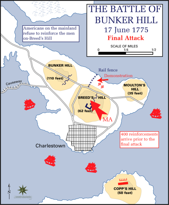 The third and final British attack on Bunker Hill