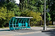 A bus shelter on the Ring Road of the VDNKh. (2015).