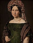 Porträtt av konstnärens hustru Cathrine Jensen, född Lorenzen, i turban (cirka 1842-1844).