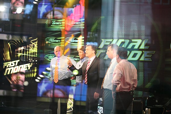 CNBC's Fast Money panel until May 18, 2007: (from the left) Jeff Macke, Tim Strazzini, Dylan Ratigan, Guy Adami and Eric Bolling.