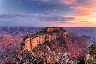 Ilunabarra Cape Royal Poin kokalekuan, North Rim.