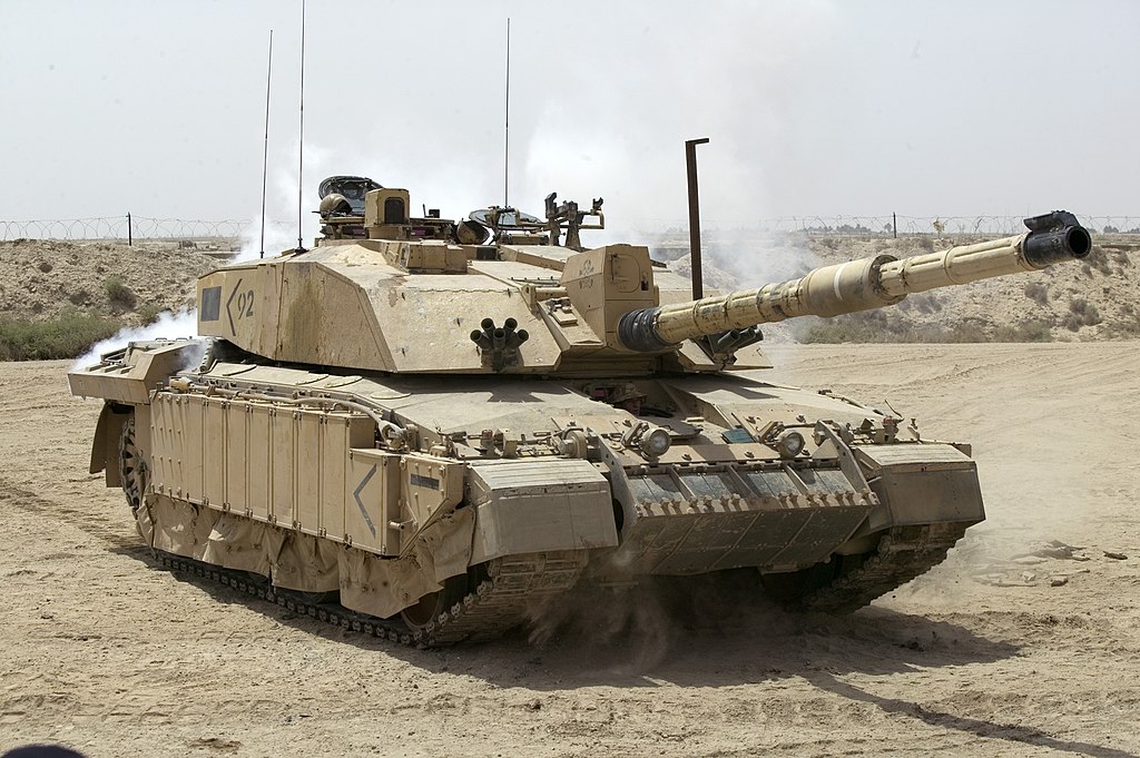 Challenger 2 Main Battle Tank patrolling outside Basra, Iraq MOD 45148325.jpg