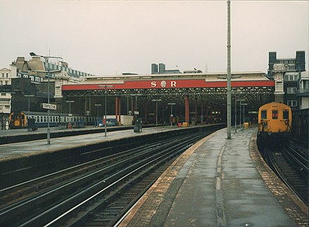 Charing Cross before it was built over with offices with the later SR initials retained. Charing Cross station, before it was built over - geograph.org.uk - 1717686.jpg