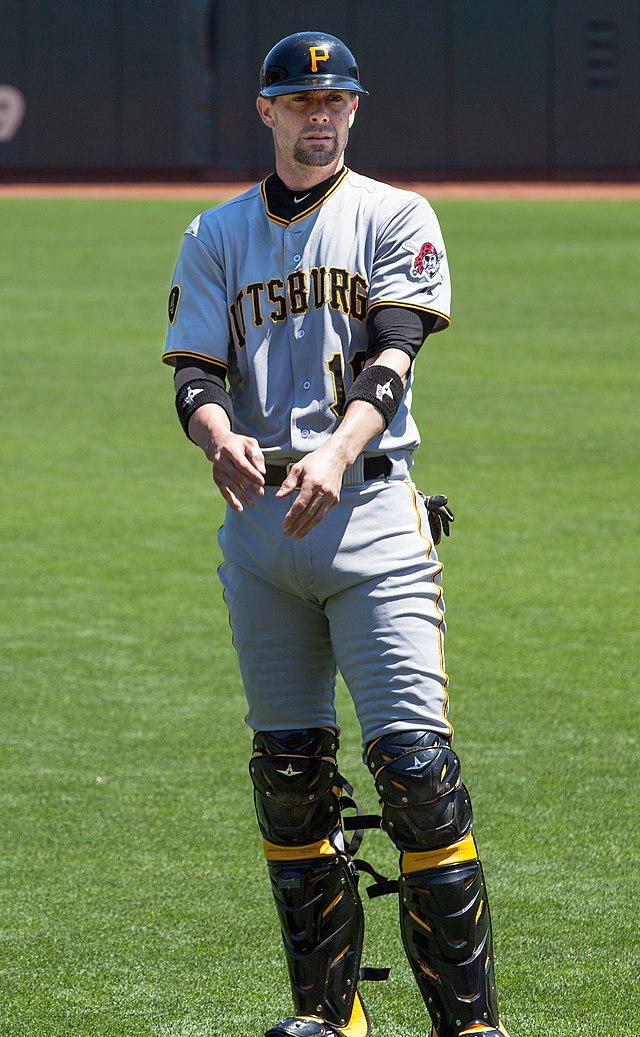 New York Yankees catcher Chris Stewart (L), pitching coach Larry