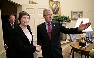 Helen Clark and George W. Bush