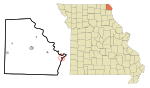 Clark County Missouri Incorporated and Unincorporated areas Alexandria Highlighted.svg