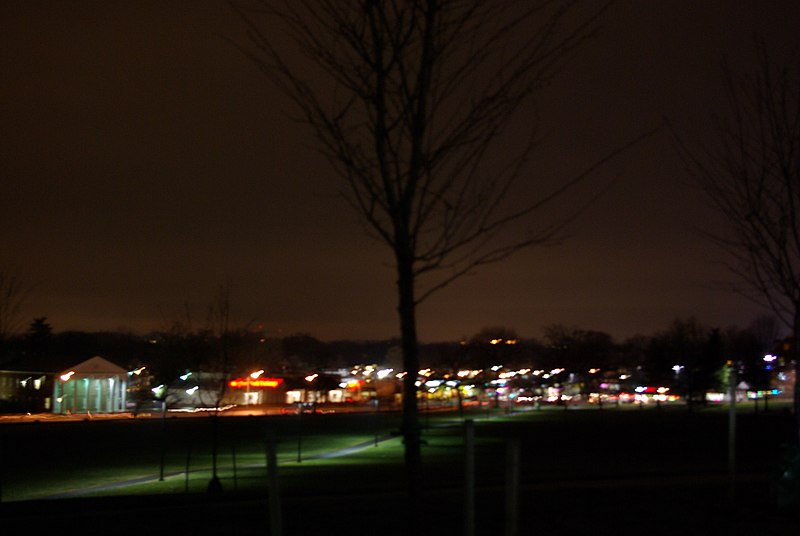 File:College Park, MD at night, seen from Memorial Chapel Fields on UMD campus.jpg
