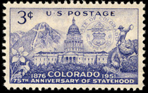 Colorado statehood, 1876
1951 issue Colorado statehood 1951 U.S. stamp.tiff
