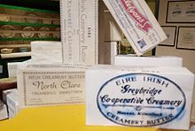 A display of early butter brands in the Cork Butter Museum