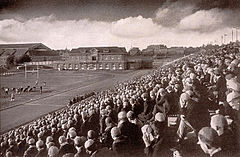 Freshmen wearing their beanies to a Cornell football game in 1919 Cornell Beanies at Schoelkopf Field.jpg