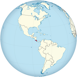 Costa Rica on the globe (Americas centered).svg