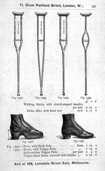 File:Crutches and orthopaedic boots. Wellcome M0019242.jpg