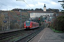 Bahnhof – Im Hintergrund Schloss Horneck