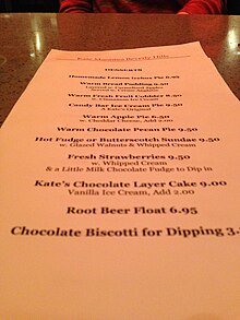 Dessert menu at Kate Mantilini, December 30, 2012 Dessert menu at Kate Mantilini, December 30, 2012.jpg