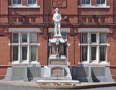 Earlestown War Memorial - wide view showing original with later additions