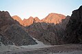 A close view of Eastern Desert mountain range along the Safaga-Qena Road.