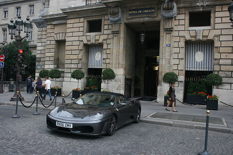 File:English registered Ferrari at Hotel Crillon, Place de la Concorde, Paris August 2010.jpg