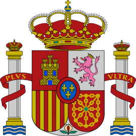Escudo de España con dos columnas.