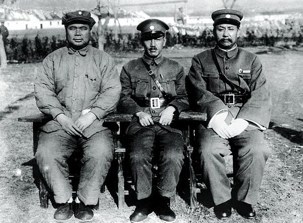 Feng Yuxiang, Chiang Kai-sek and Yan Xishan, 1928, erstwhile allies prior to the outbreak of the Central Plains War