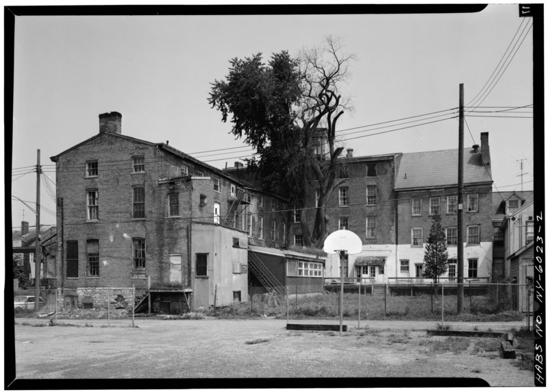 File:GENERAL VIEW OF REAR ELEVATION WITH ADDITION AT LEFT, FROM WEST - General Worth Hotel, 213-215 Main Street, Hudson, Columbia County, NY HABS NY,11-HUD,2-2.tif