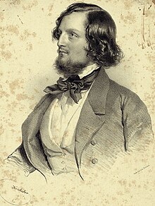 Giulio Briccialdi, Lithographie von Josef Kriehuber, 1842