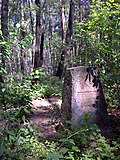 Saxon-Prussian boundary stone: Pilar pair no. 127 and three runner stones