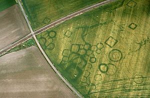 Cropmarks at a protohistoric site at Grezac, France Grezac.jpg