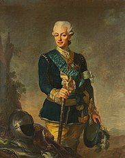 Gustav III iförd Svea Livgardes uniform, avmålad 1779 av Lorens Pasch den yngre.