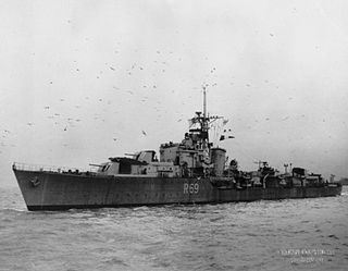 HMS <i>Ulysses</i> (R69) U-class destroyer converted to Type 15 frigate of the Royal Navy