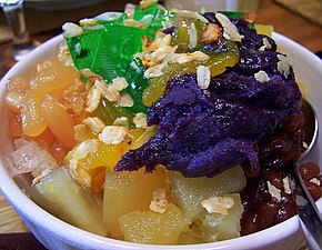 Halo-halo, shaved ice dessert with various fruits and toppings (Philippines)