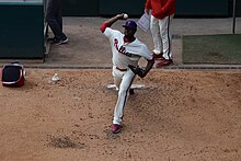 Phillies pitcher Hector Neris warms up in the bullpen on April 7, 2019