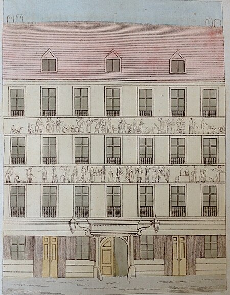 Hiltl Haus München Lithographie aus Münchner Elegantes Sonntagsblatt Ausgabe 1. Januar 1809