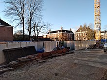 Building activities seen from the south east with the Hoftuin and Protestant Diaconia buildings in the background, January 2021. Holocaust Namenmonument 2021.01.08.jpg