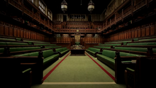 The Visitors' Gallery is the raised area of seating at the back of this picture House of Commons Chamber.png