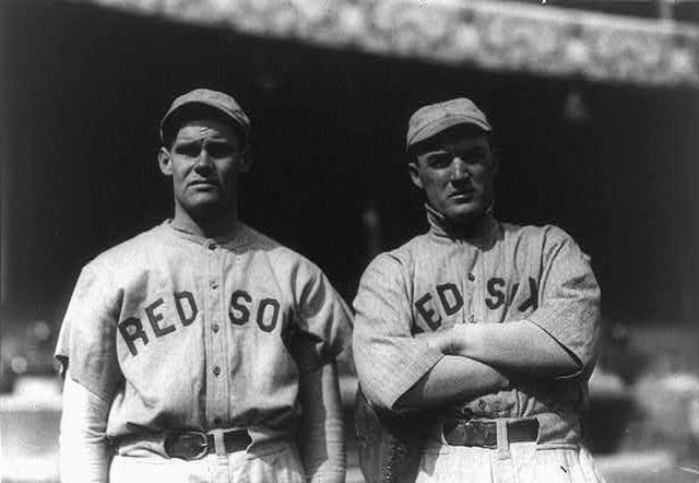 Hubert "Dutch" Leonard (left) and Bill Carrigan, 1916