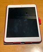 Same iPad after wiping screen for exactly 6 seconds with jacket sleeve still with visible fingerprint marks IPad smudges after.jpg