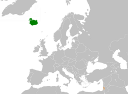 Map indicating locations of Iceland and Palestine