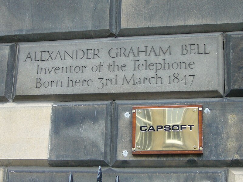 File:Inscribed stone on Alexander Graham Bell's birthplace, Charlotte Square, Edinburgh.jpg